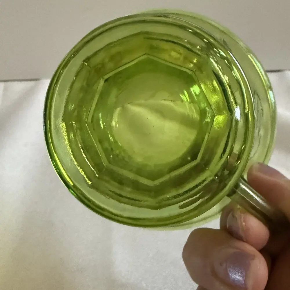 Vtg Indiana Glass Lime Green Carnival Glass Harvest Grape 6 Pc Snack Set 4 Plt 2